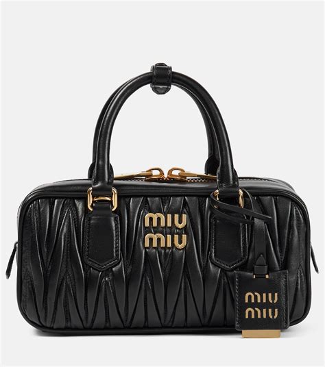 miu miu arcadie black|Black Arcadie Leather Bag .